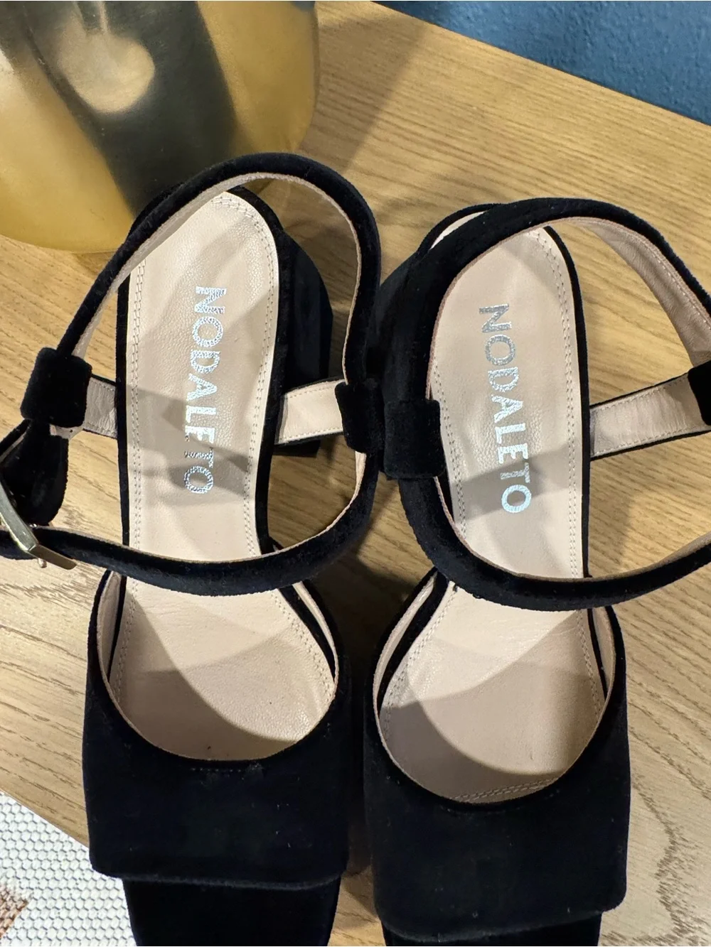 Nodaleto Black Velvet Platform Sandals Crystal Buckle EU 40 | New Without Box